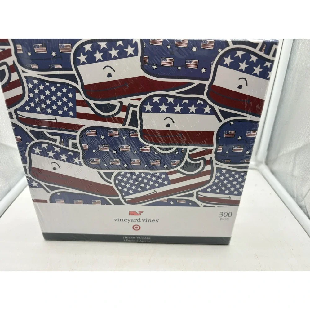 VINEYARD VINES 300 Piece Red White Blue USA Patriotic WHALE Jigsaw Puzzle New